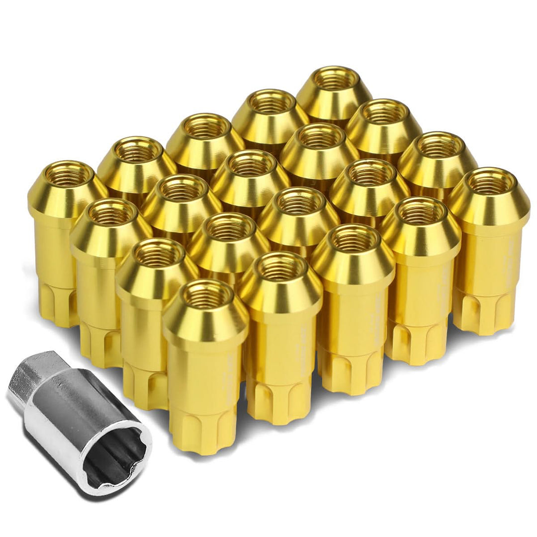 M12 x 1.25 Extended L40 Style Lug Nuts 20pc Set with Locks - Aluminum