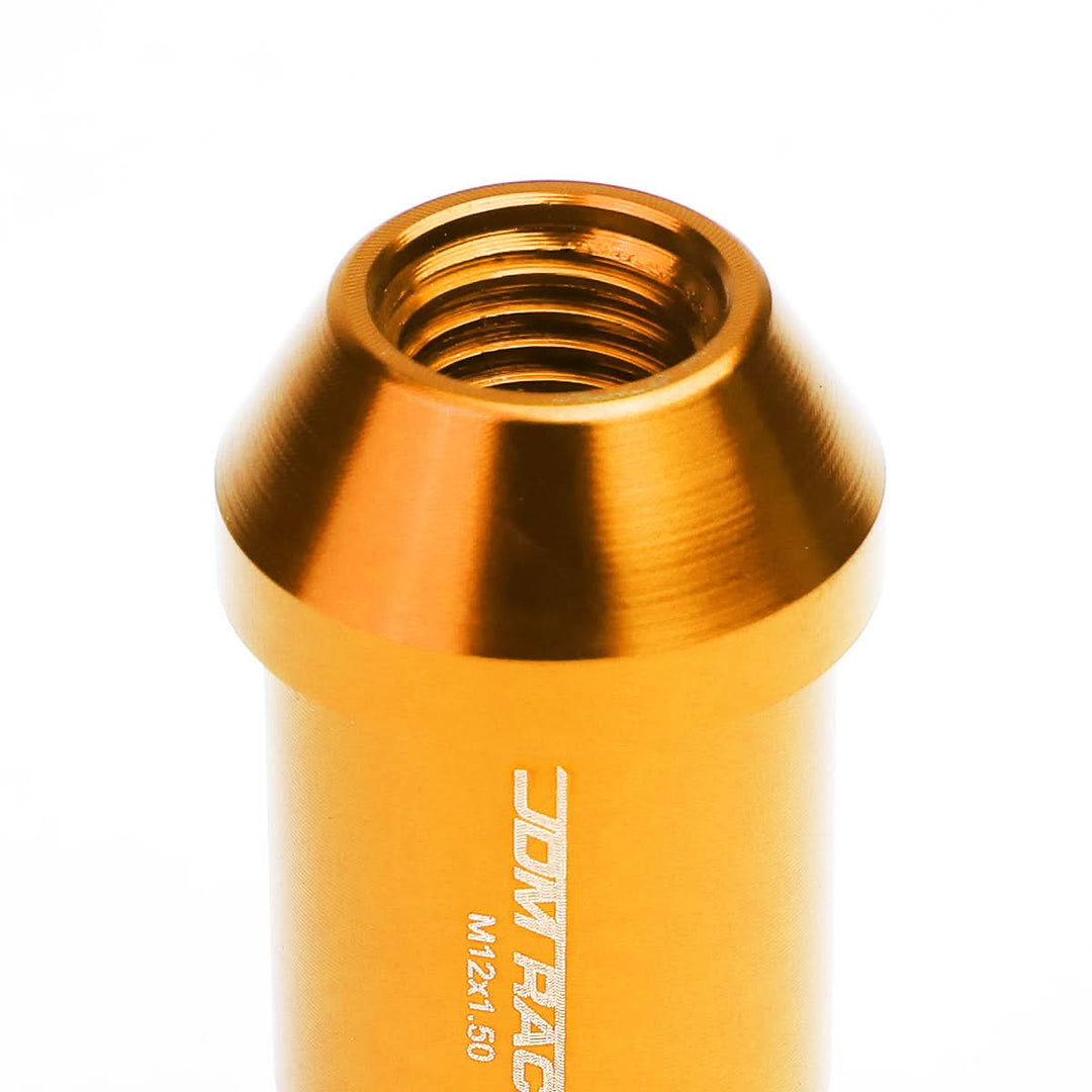 L40 Style Extended Lug Nuts - M12 x 1.5 - 50mm - Orange Aluminum