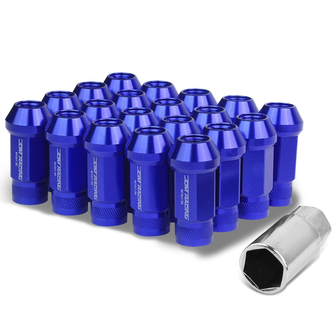 Aluminum Acorn Lug Nuts M12x1.5 Extended Open End Blue 20pc