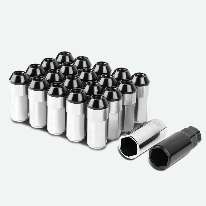 M12 X 1.25 Extended Aluminum Lug Nuts 20pc Set - Silver