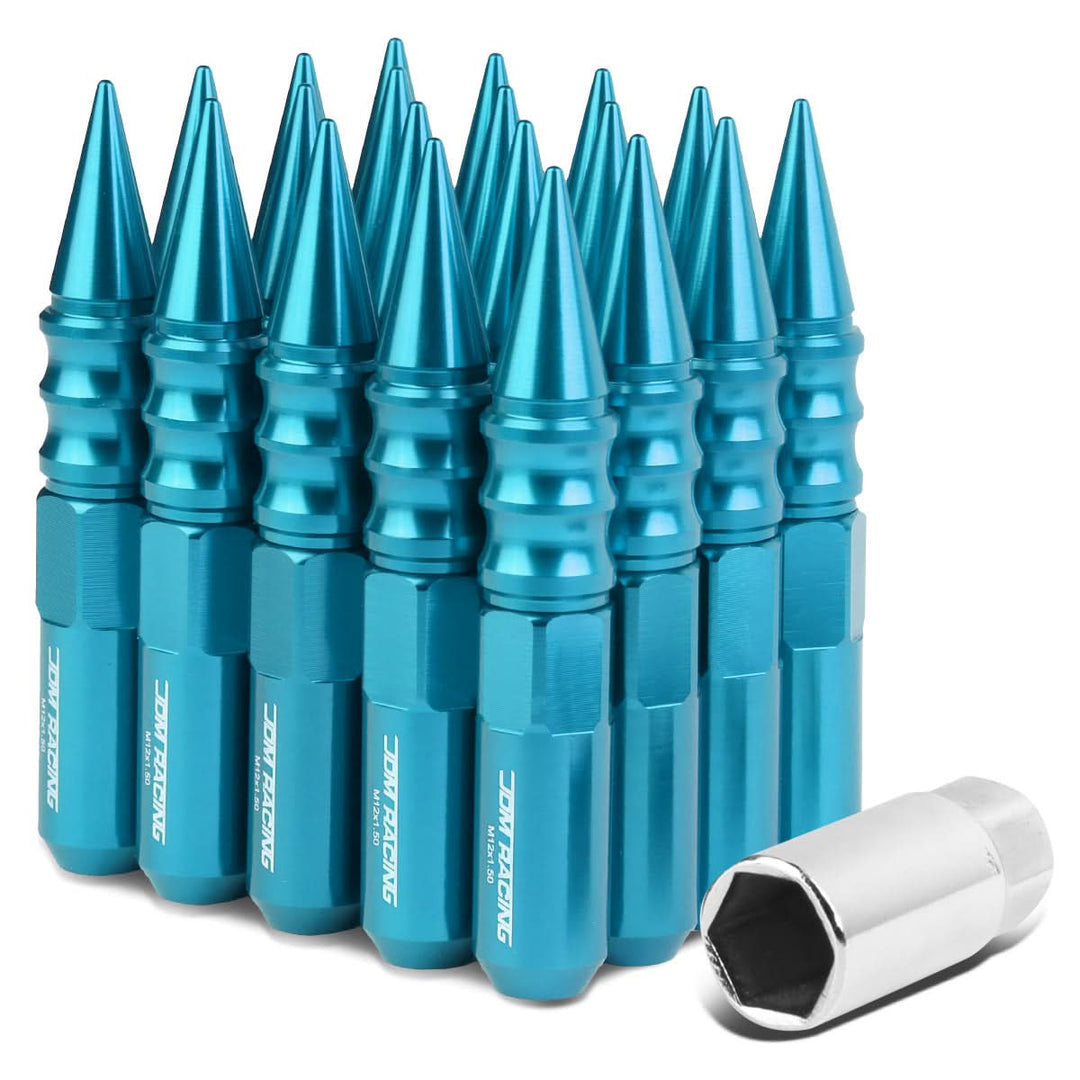 Universal Aluminum Lug Nuts M12x1.5 Extended Spike 20pc - Light Blue