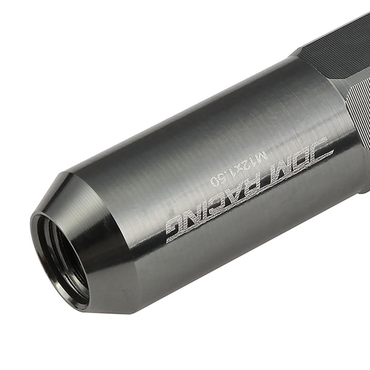 M12 x 1.5 Aluminum Lug Nuts 60mm Spike Style 20pc Set Gun Metal