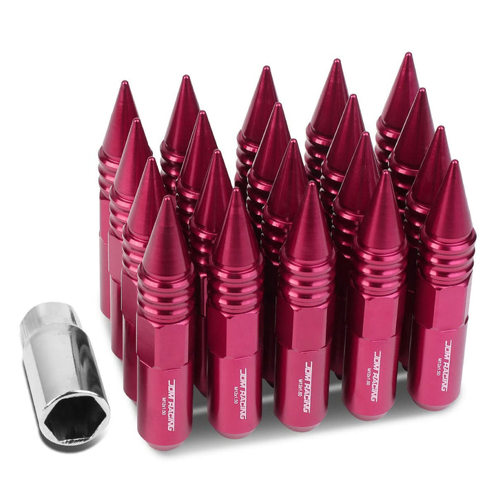 M12 x 1.5 Aluminum Lug Nuts with Removable Spike 20pc Set - Pink