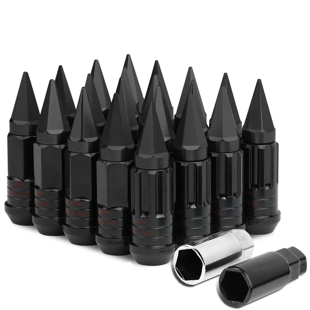 M12 x 1.5 Extended Spike Lug Nuts with Locks 16+4 Set Steel