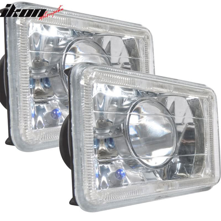 6x4 Inch Sealed Beam Chrome Housing Projector Headlight lamp Glass Len