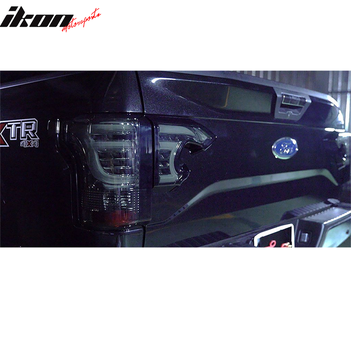 2015-2017 Ford F-150 Smoke Lens Chrome Housing Sequential Tail Lights
