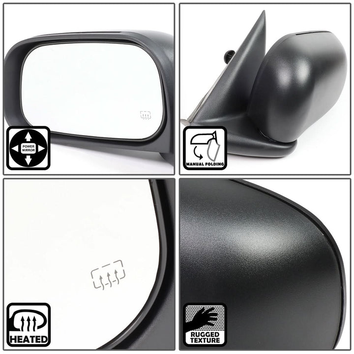 2005-2011 Dodge Dakota Powered Heated Side Mirror Left Black