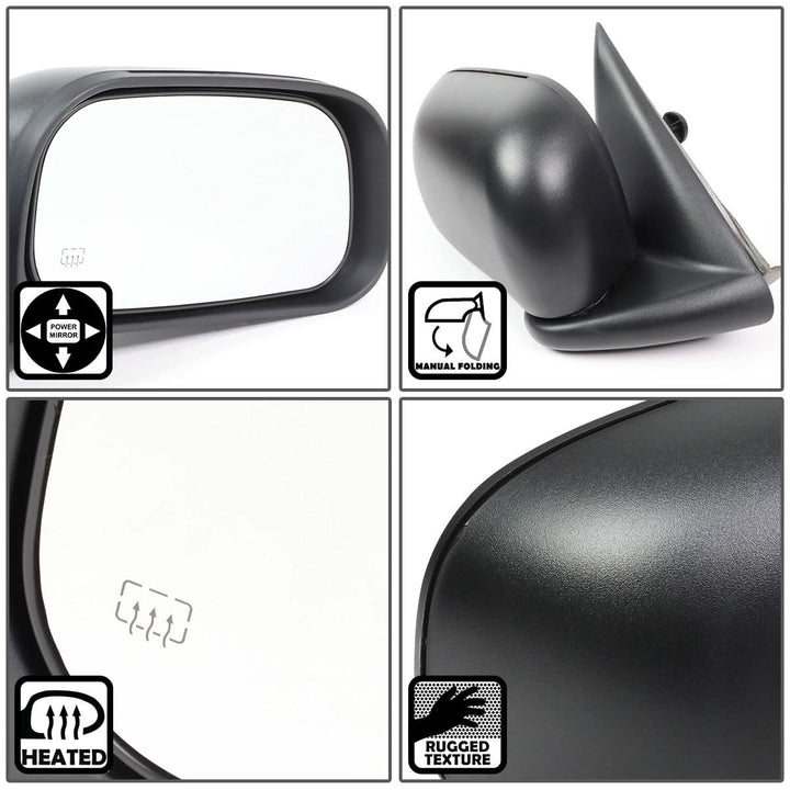 05-11 Dodge Dakota Powered Heated Side Mirror Right Black