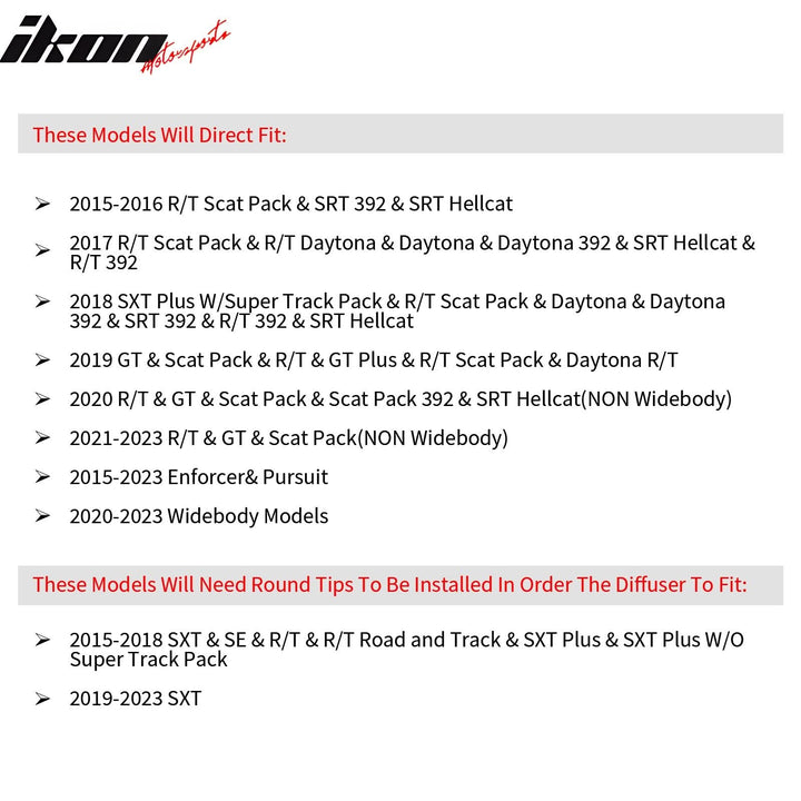 2015-2023 Charger Widebody Rear Bumper Covers W/ SRT Grilles LED ABS