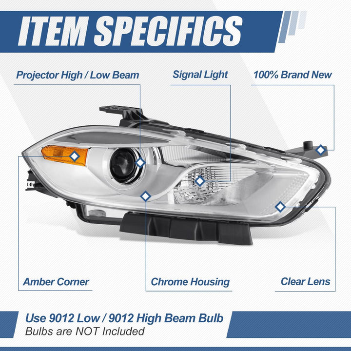 13-16 Dodge Dart OE Style Chrome Housing Headlights - Right Side