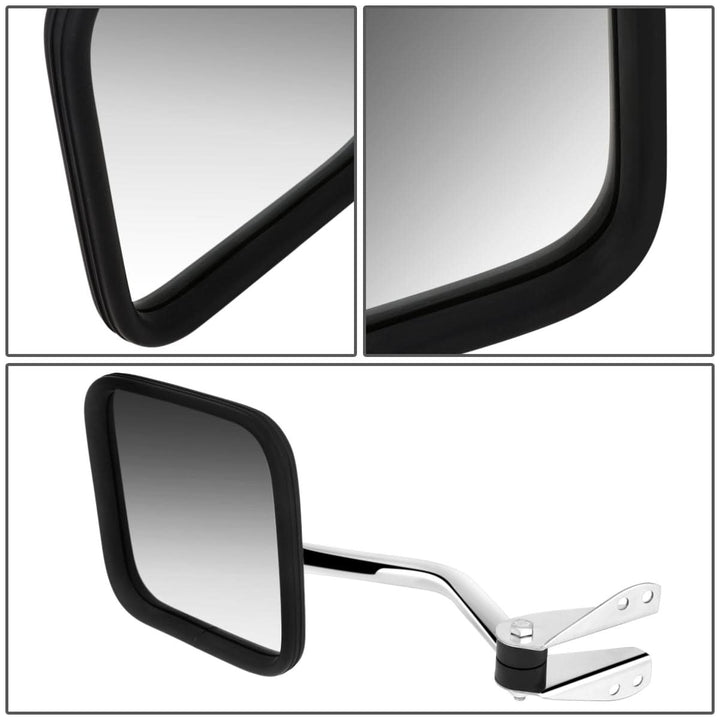 60-86 Jeep CJ Manual Folding Side Mirror - Chrome Left
