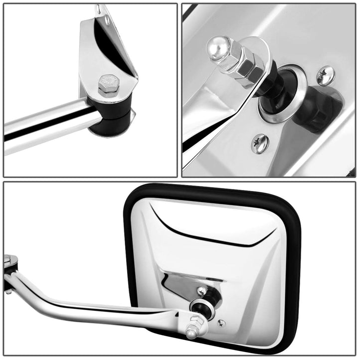 60-86 Jeep CJ Manual Folding Side Mirror - Chrome Left