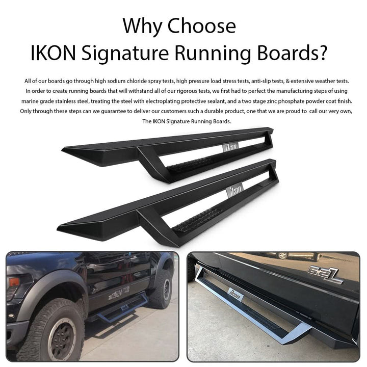 2007-2019 Chevy Silverado GMC Sierra IKON V1 Black Running Board Steel