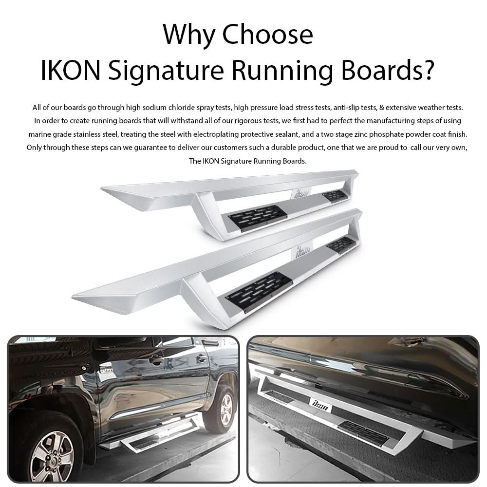 2009-2014 Ford F-150 Crew Cab IKON V1 Silver Running Board Solid Steel