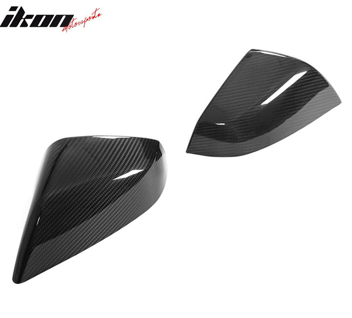 2021-2025 Tesla Model S OE Gloss Black Mirror Covers Dry Carbon Fiber
