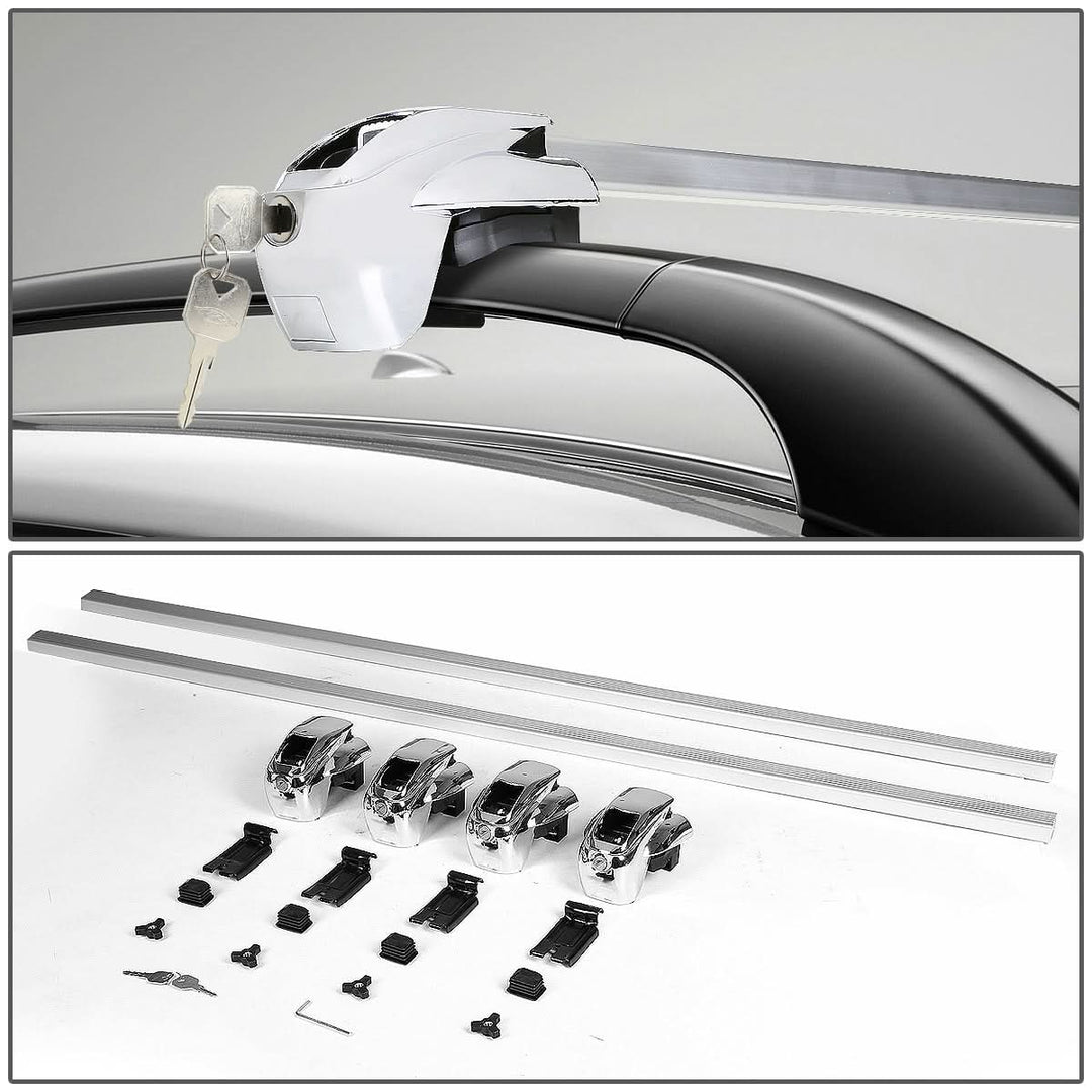 50" Aluminum Square Bar Roof Rack Crossbar with Lock - Silver