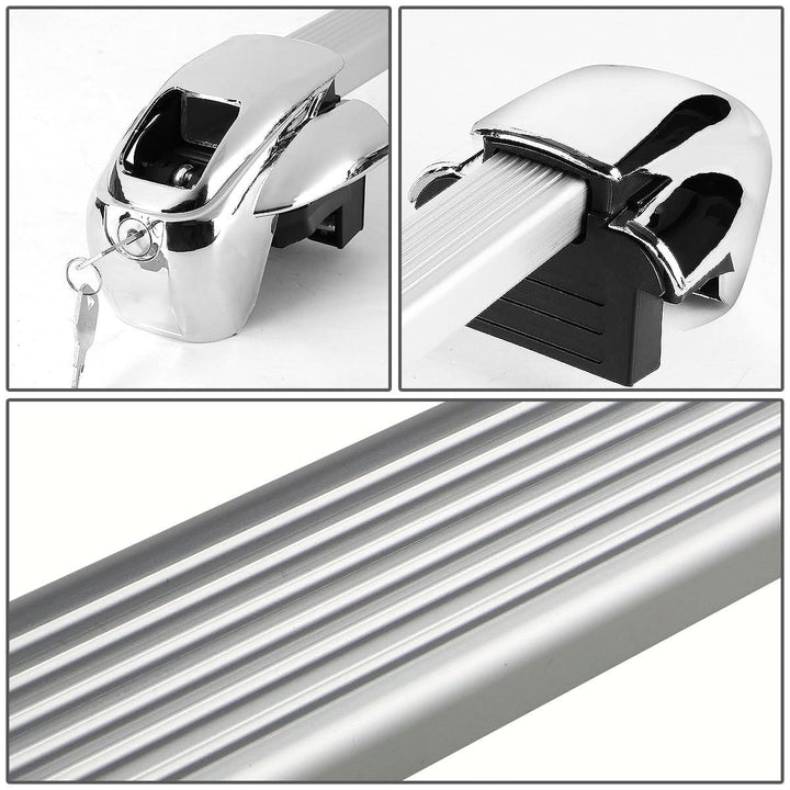 Universal 54" Aluminum Square Roof Rack Crossbar w/ Lock - Silver