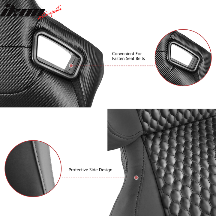 Universal Black Racing Seat with Dual Sliders PU Carbon Leather