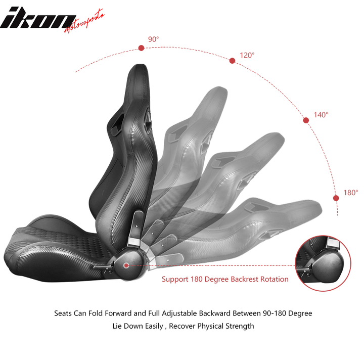 Universal Black Racing Seat with Dual Sliders PU Carbon Leather