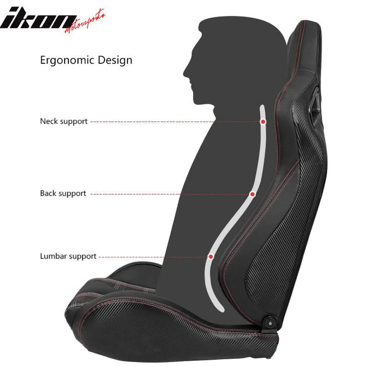 Universal Plaid Racing Seat Dual with Sliders PU Carbon Leather