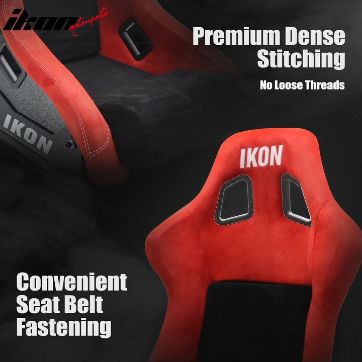 Universal Adjustable Bucket Racing Seats W/4 Point 2" Belt Harness Red