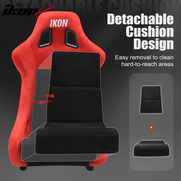 Universal Adjustable Racing Bucket Seats W/4 Point 3" Belt Harness Red