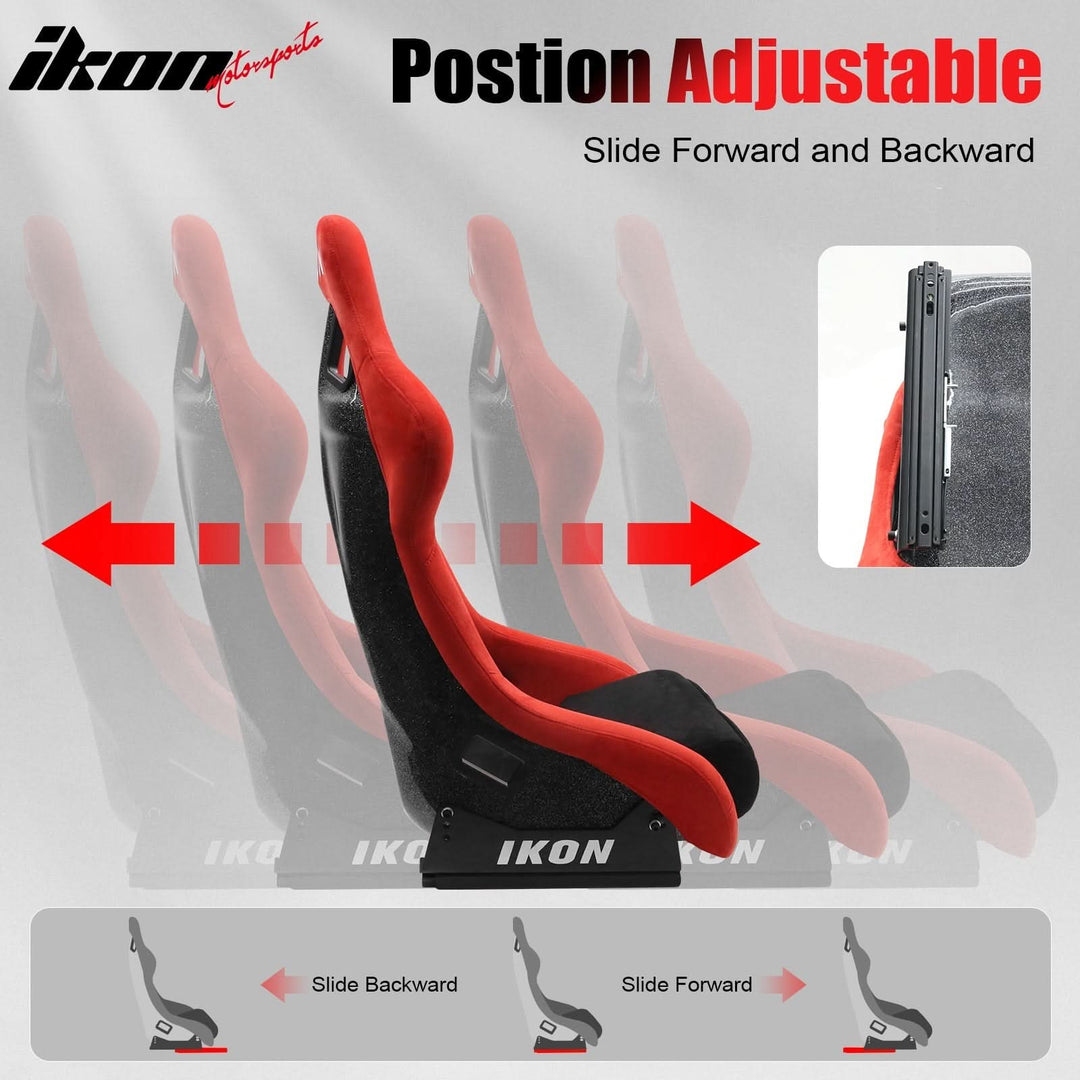 Universal Racing Bucket Seats W/ 4 Point 3" Belt Harness Blue