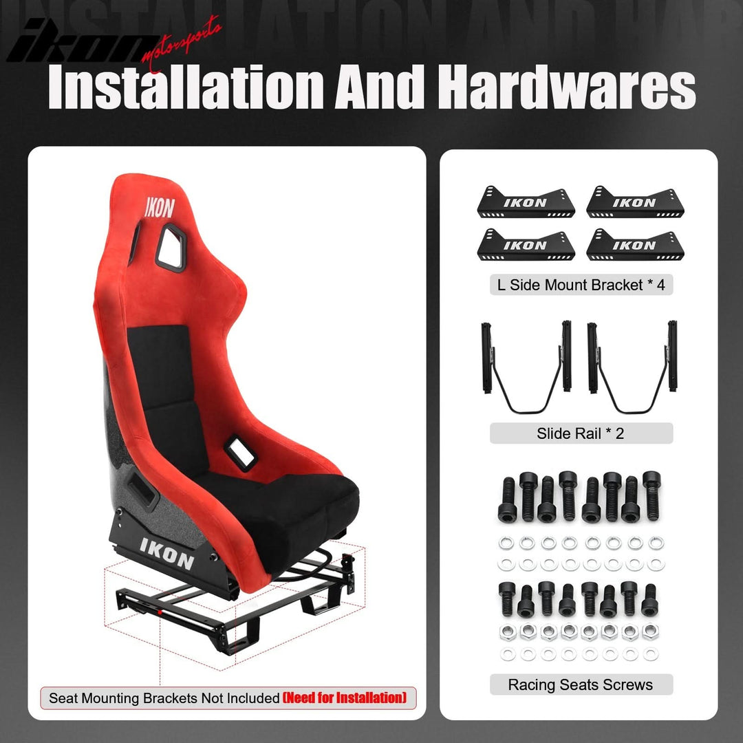 Universal Racing Bucket Seats W/ 4 Point 3" Belt Harness Black