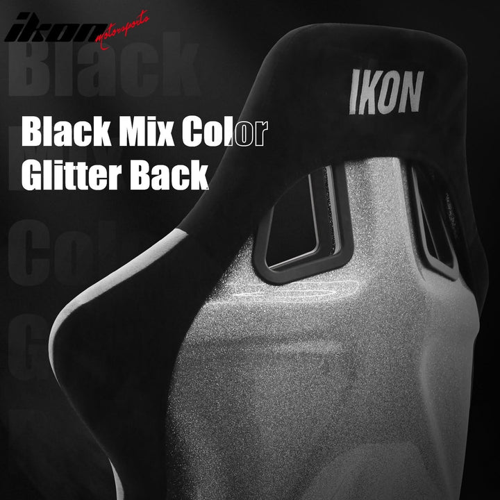 Universal Racing Bucket Seats Slider Suede Left+ Right Silver Black