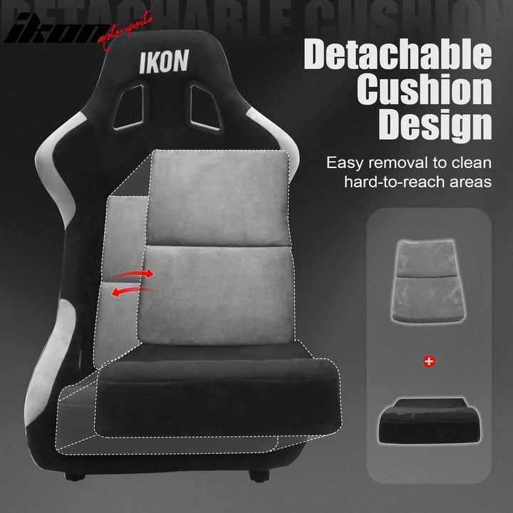 Universal Racing Bucket Seats W/ Slider 4 Point 3" Belt Harness Gray