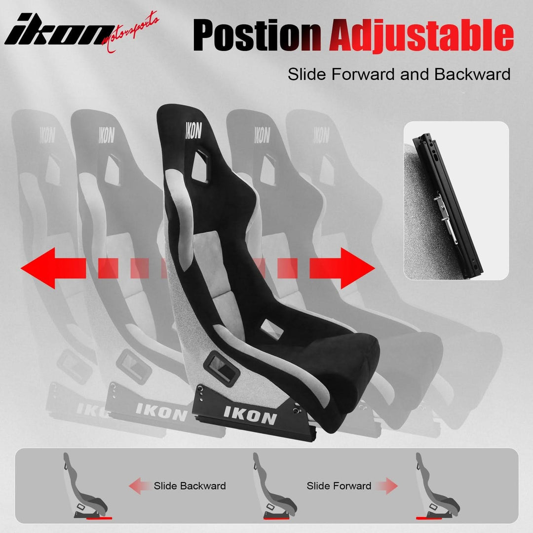 Universal Racing Bucket Seats W/ Slider 4 Point 3" Belt Harness Blue