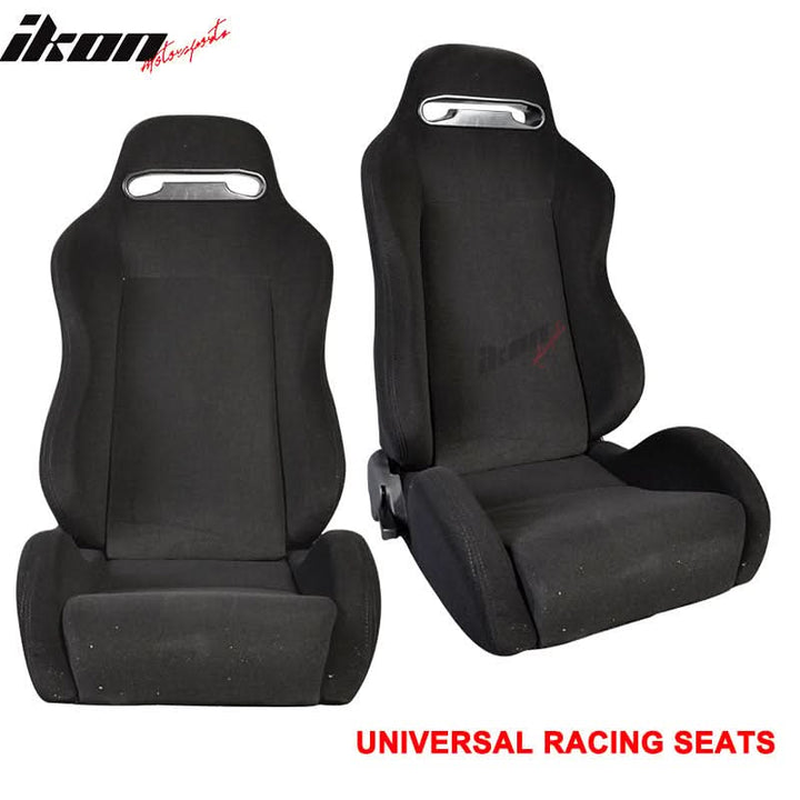 Universal Rco Cloth All Black Racing Seats(Pair)