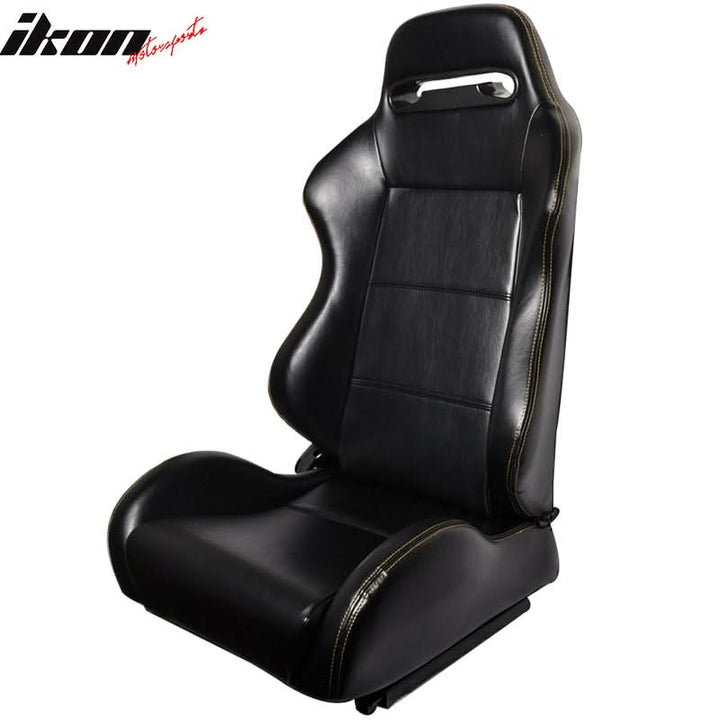 PVC BLK JDM Racing Seats Yellow Stitch Fits Honda(Pair)