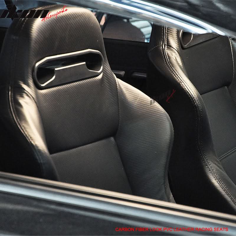 Universal Pair Of Racing Seats CF Print PVC Leather