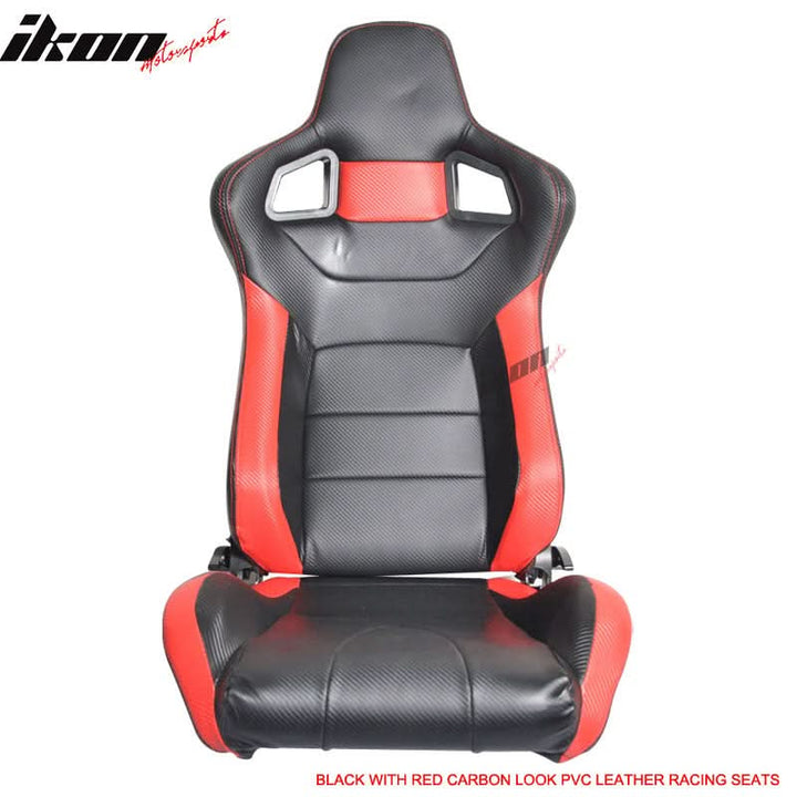 Universal JDM Sport Black Red Racing Seats Carbon Fiber Print
