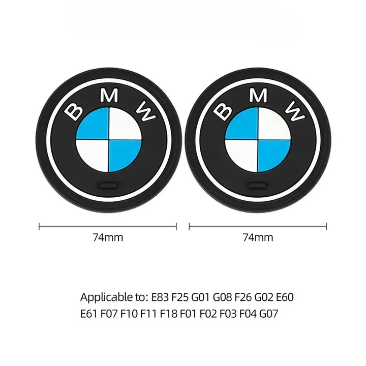 BMW Silicone Anti-Slip Car Coaster / Cup Mat 2-Piece Set for 1 / 3 / 4 / 5 Series, X3 / X5 / X7 (F20 / F40 / G01 / G02 / G05 / G22 / G30 / G32)