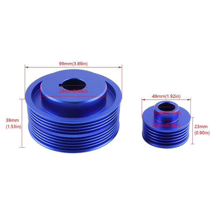 Subaru Impreza WRX / STi EJ20 / EJ25 2.0L / 2.5L Lightweight Aluminum Crankshaft Pulley 2002 - 2007 (Version 7 / 8 / 9 / Blue / Red / Black)