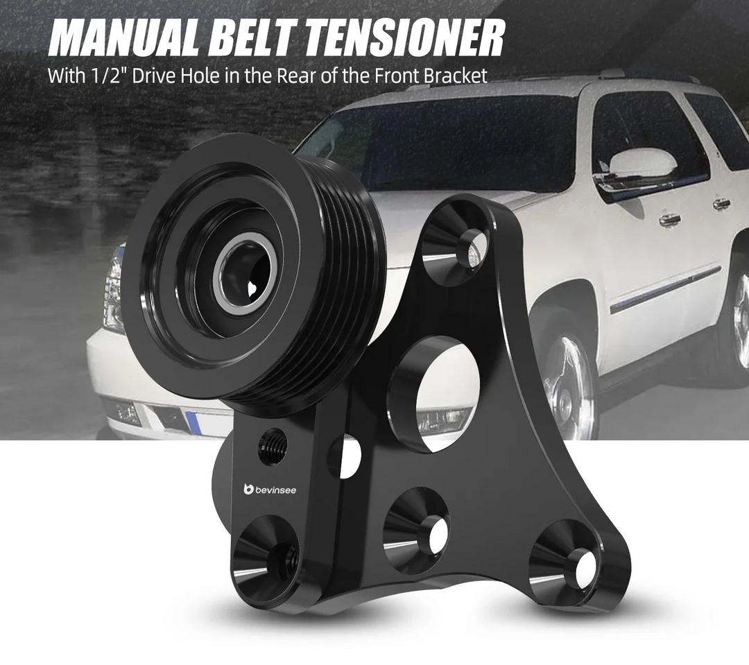 GM LS Truck / SUV Billet Aluminum Manual Belt Tensioner with Pulley for 4.8L / 5.3L / 6.0L / 6.2L Vortec Engines (Gen III / Gen IV / Hummer H2 / H3 / Replaces 12554027 / 12580162 / 12609719)