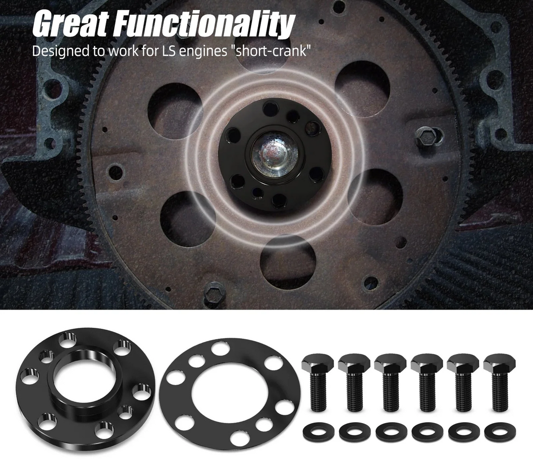 LS Short Crank Flexplate Spacer with Bolts for LS1 / LS2 / LS3 / LS6 / LS7 & GM 5.3L / 5.7L / 6.0L / 6.2L to SBC Transmission Adapter (Replaces 12563532 / 12563533)