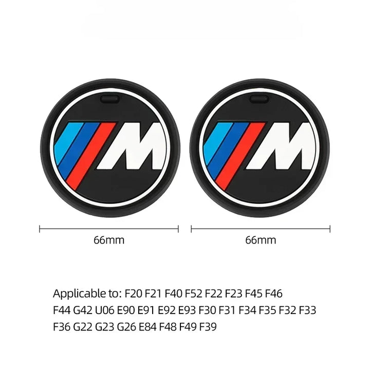 BMW Silicone Anti-Slip Car Coaster / Cup Mat 2-Piece Set for 1 / 3 / 4 / 5 Series, X3 / X5 / X7 (F20 / F40 / G01 / G02 / G05 / G22 / G30 / G32)