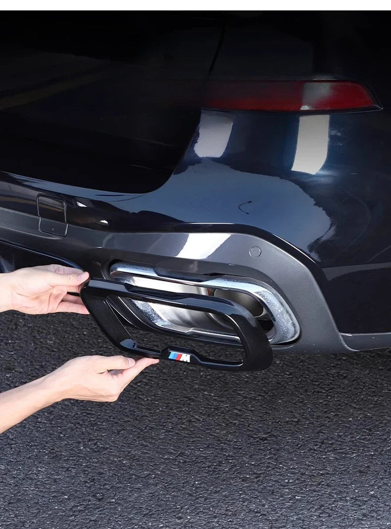 BMW X7 Black Knight Style Exhaust Tip Tail Throat Decorative Cover (Single Hole / Outer Frame)
