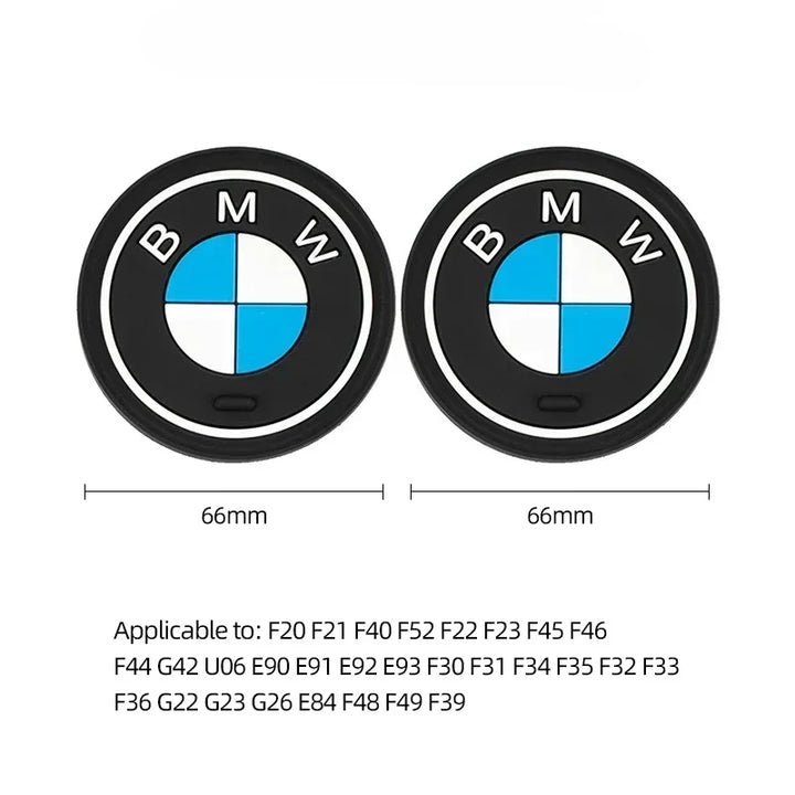 BMW Silicone Anti-Slip Car Coaster / Cup Mat 2-Piece Set for 1 / 3 / 4 / 5 Series, X3 / X5 / X7 (F20 / F40 / G01 / G02 / G05 / G22 / G30 / G32)