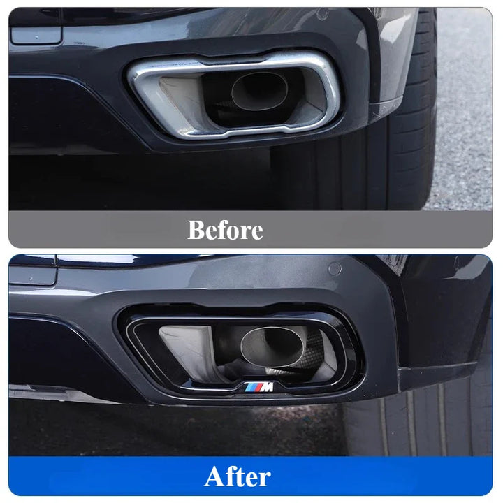 BMW X7 Black Knight Style Exhaust Tip Tail Throat Decorative Cover (Single Hole / Outer Frame)