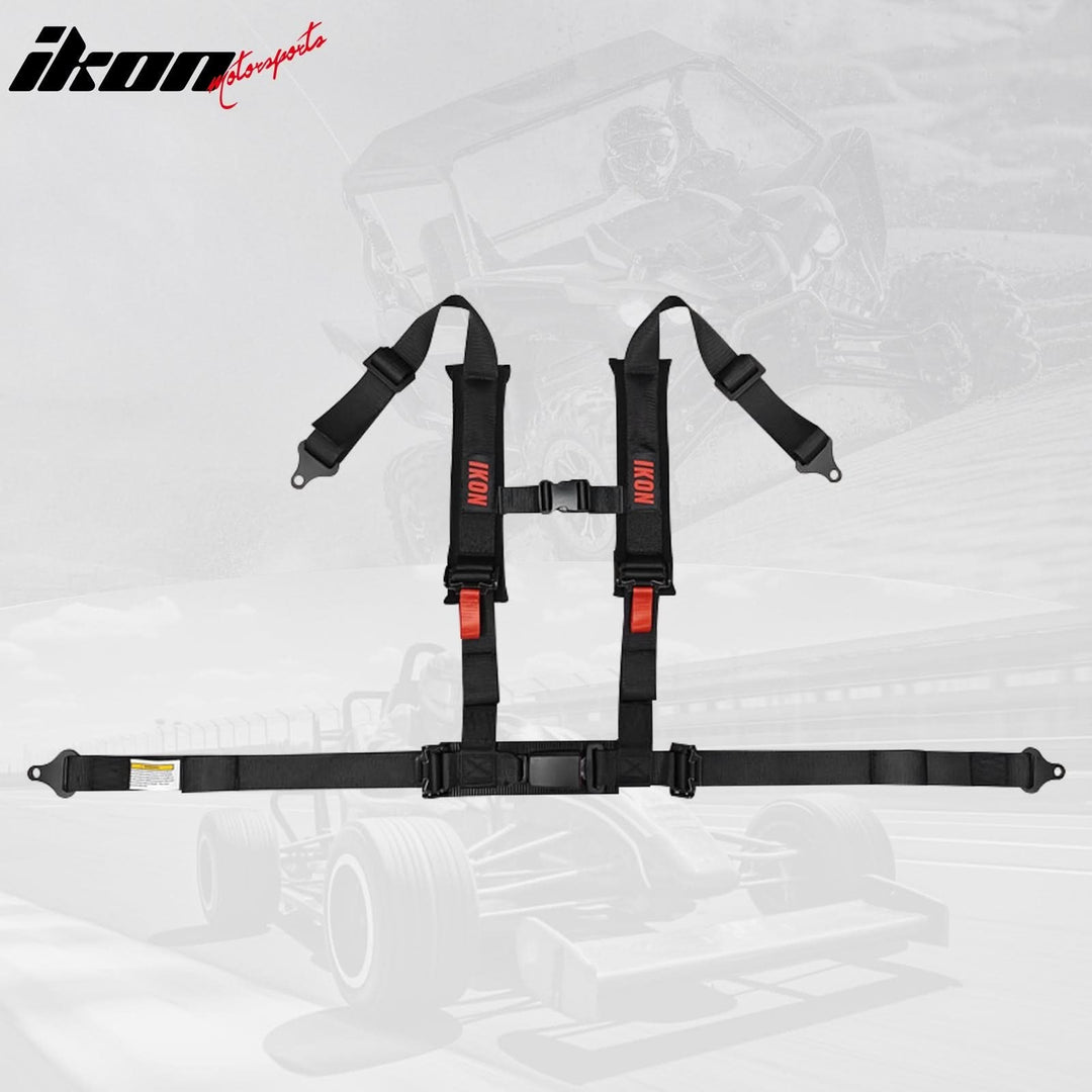 Universal 2" Wide 4 Point Buckle Racing Seat Belt Harness Nylon Black