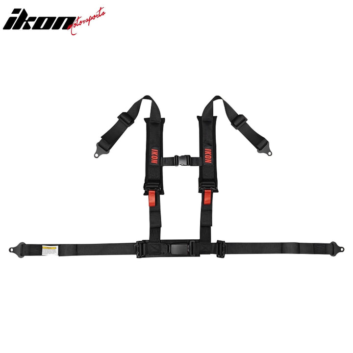 Universal 2" Wide 4 Point Buckle Racing Seat Belt Harness Nylon Black
