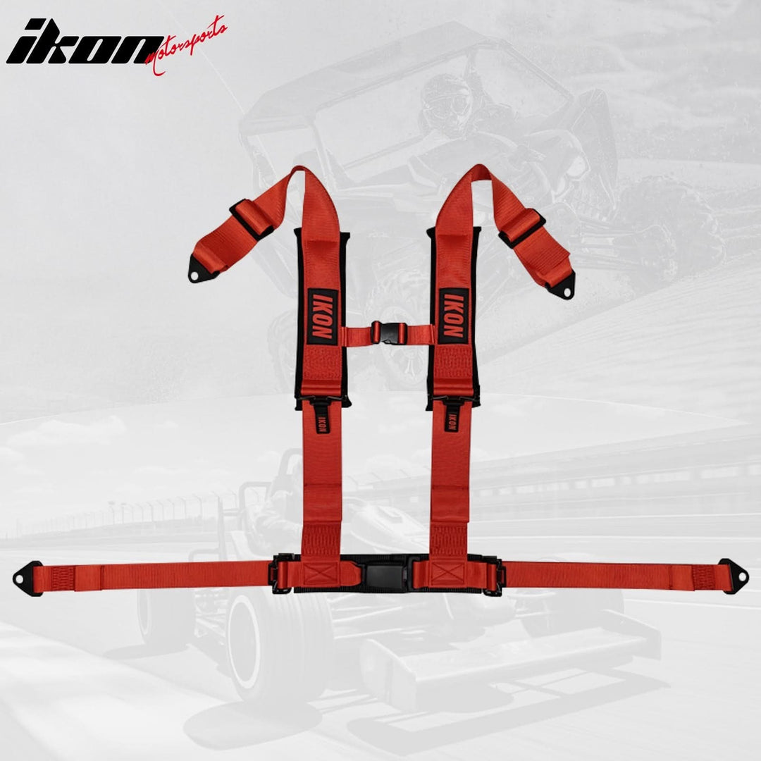 Universal 3" Wide 4 Point Buckle Racing Seat Belt Harness Nylon Red