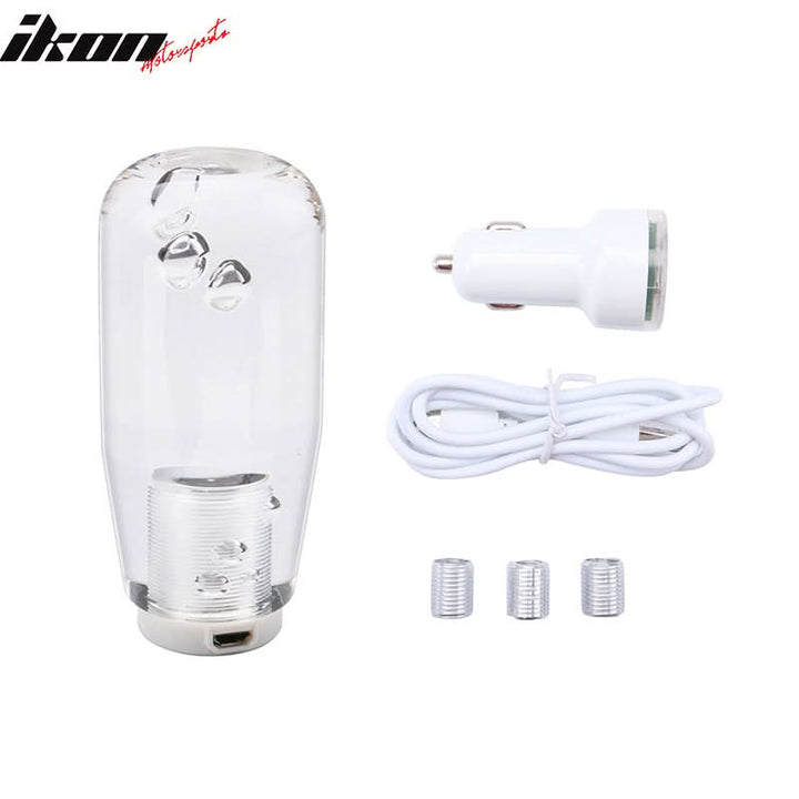 Universal LED RGB Shift Knob 10mm Transparent Bubble W Thread Adapters