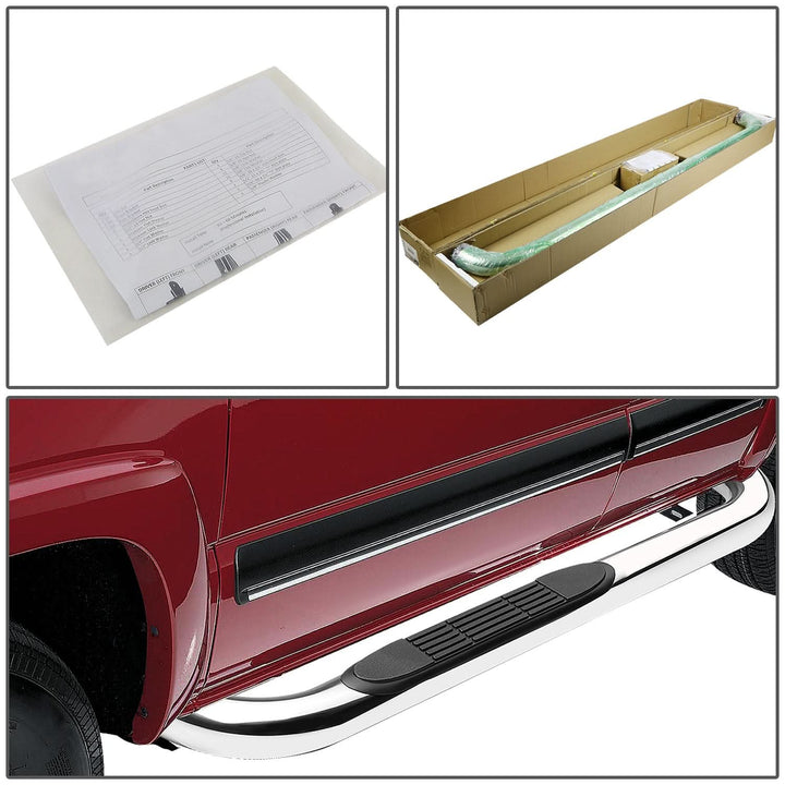 99-16 Ford F-250 F-350 Super Duty 3" Round Nerf Bar Step Bar Silver