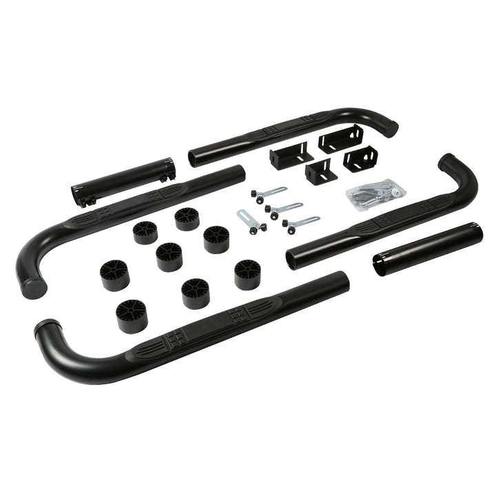 Universal 3" Round Nerf Bar / Step Bar - 90 Degree - Black