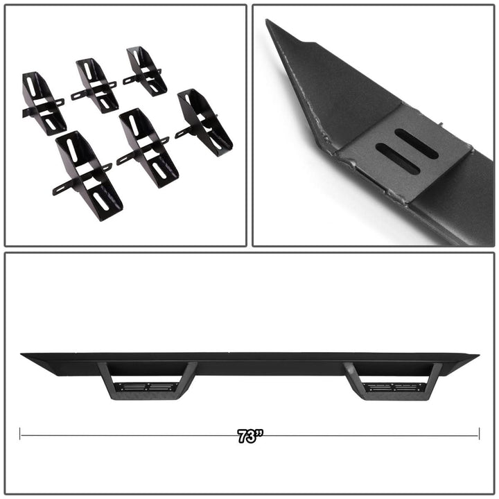 2007-2016 Jeep Wrangler 4-Door Step Down Nerf Bars - Black
